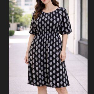 Old Navy Black Floral Open Back Dress Size Large